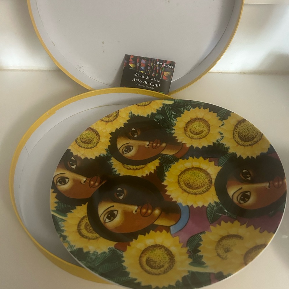 Artistic Sunflower and Faces Plate